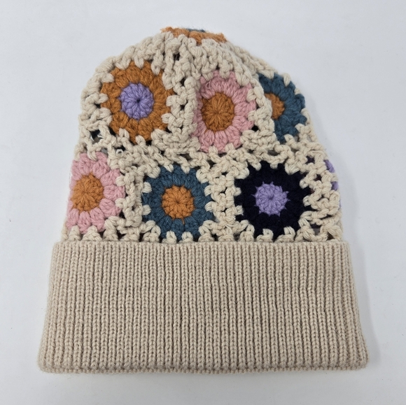 SAN DIEGO HAT CO MAYBELLE GRANNY SQUARE CROCHET BEANIE HAT CAP WOMEN OS PASTEL - Picture 2 of 15
